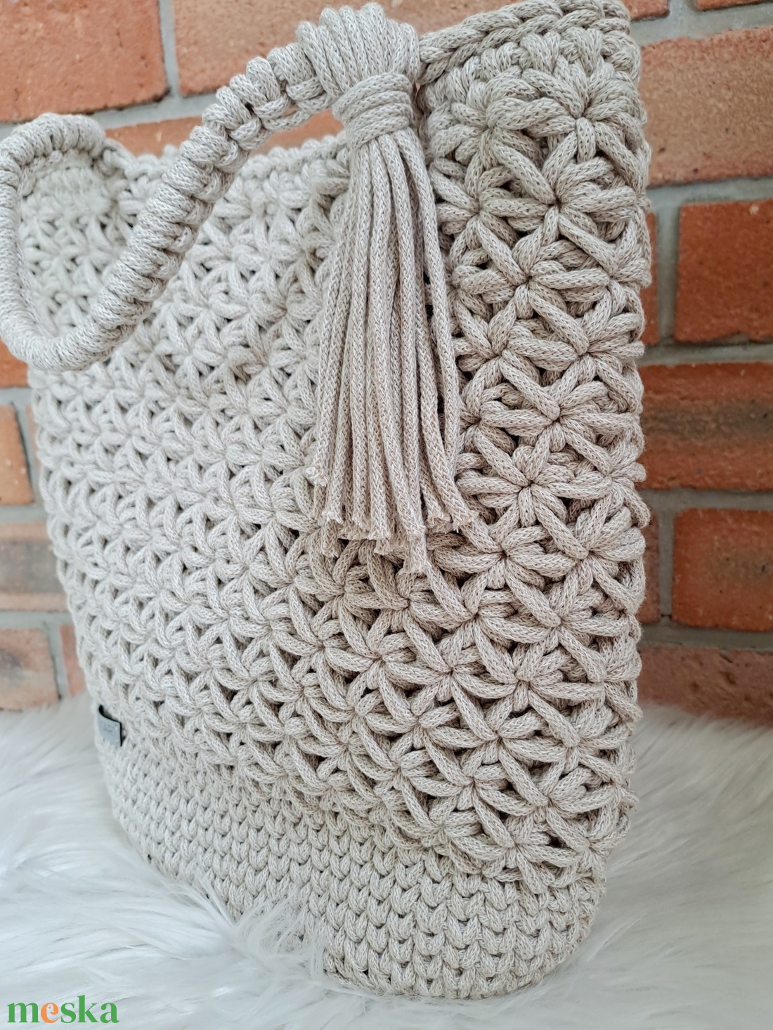 Rella shopper egyedi stílusú horgolt táska - táska & tok - kézitáska & válltáska - nagy pakolós táska - Meska.hu