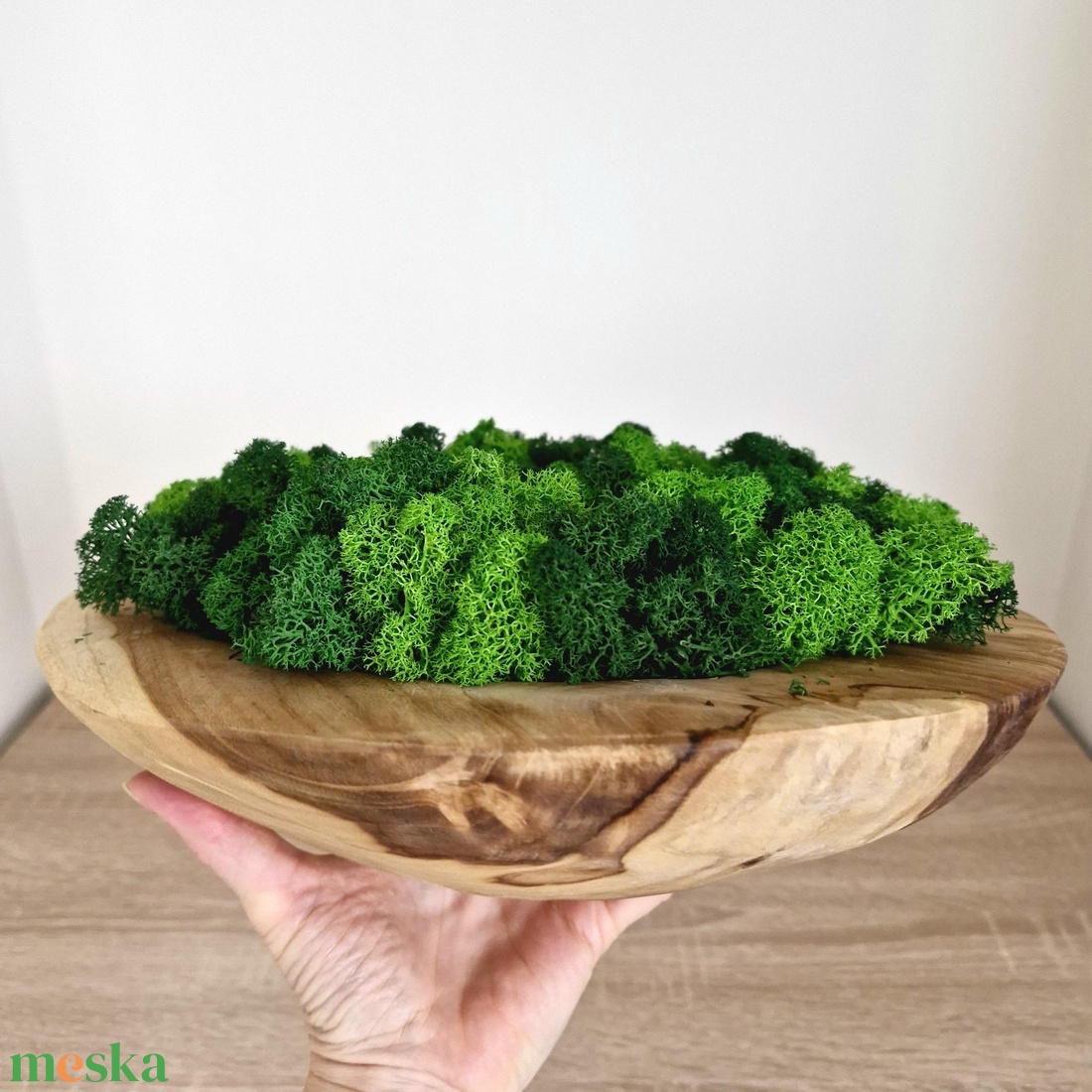  Nagy fatál asztali dísz többszínű zuzmóval 30 cm - zuzmódísz, zuzmótál, mohatál - otthon & életmód - dekoráció - asztal és polc dekoráció - asztaldísz - Meska.hu