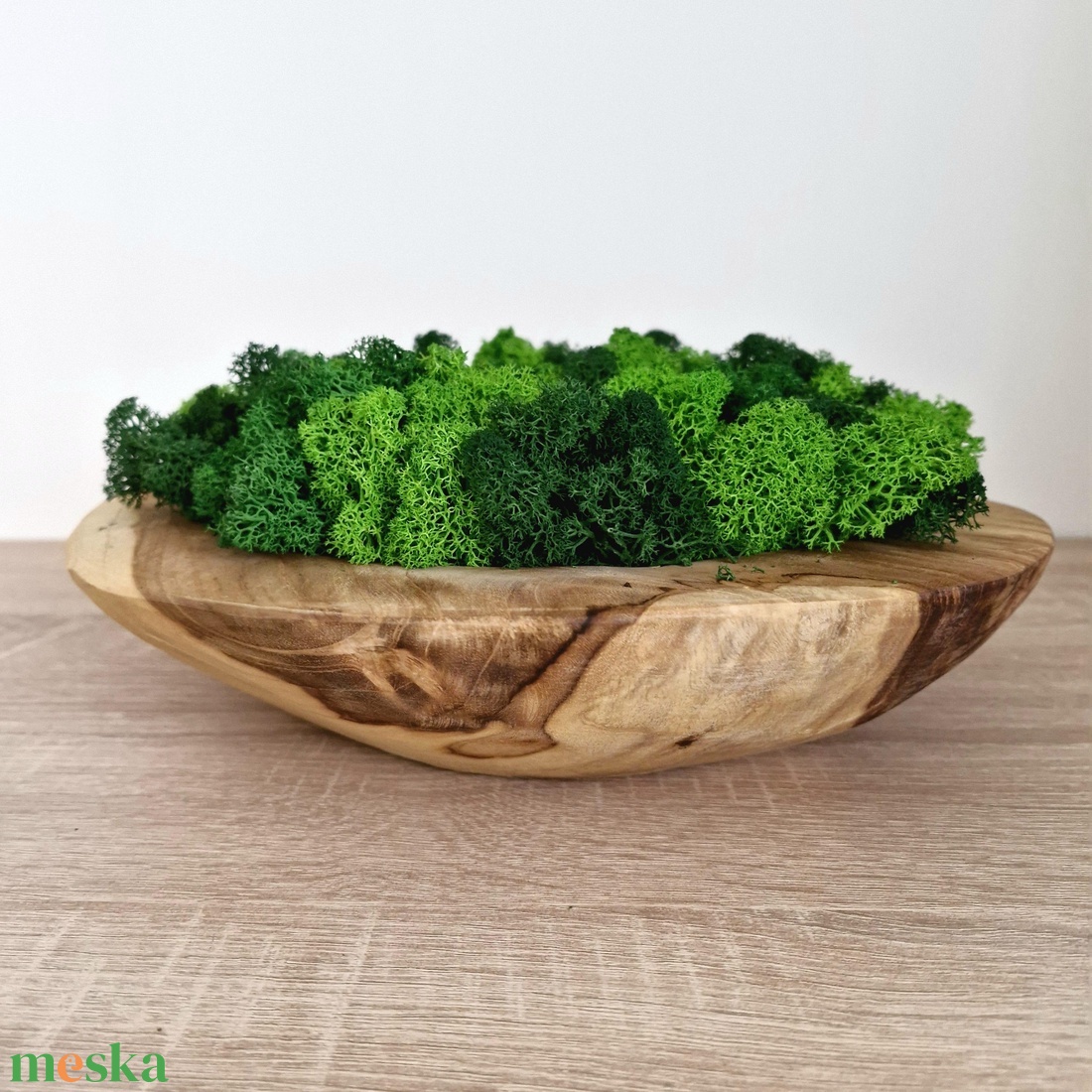  Nagy fatál asztali dísz többszínű zuzmóval 30 cm - zuzmódísz, zuzmótál, mohatál - otthon & életmód - dekoráció - asztal és polc dekoráció - asztaldísz - Meska.hu