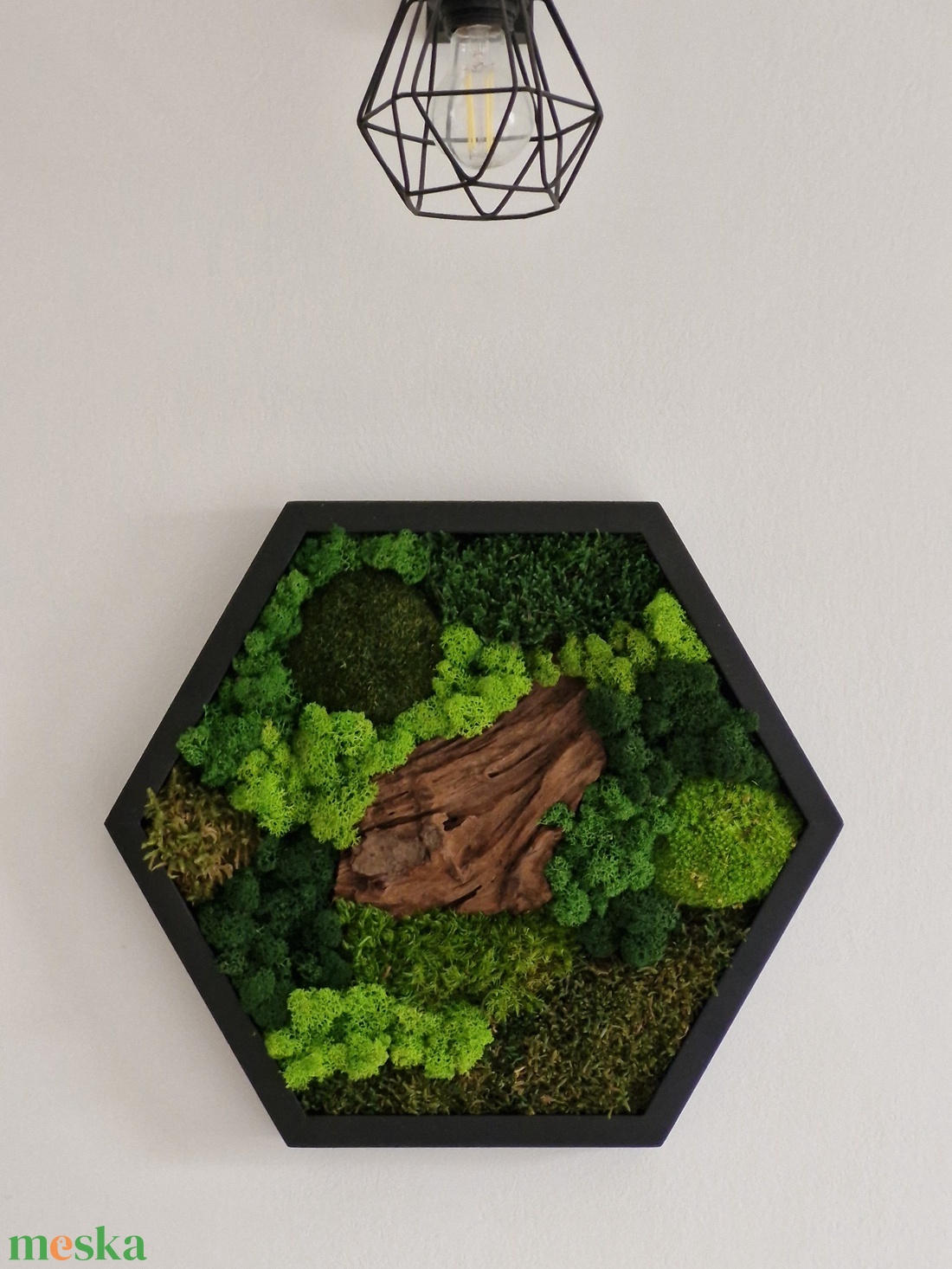 Hexagon mohakép egzotikus fával 45 cm - otthon & életmód - dekoráció - fali és függő dekoráció - zuzmókép, mohakép - Meska.hu