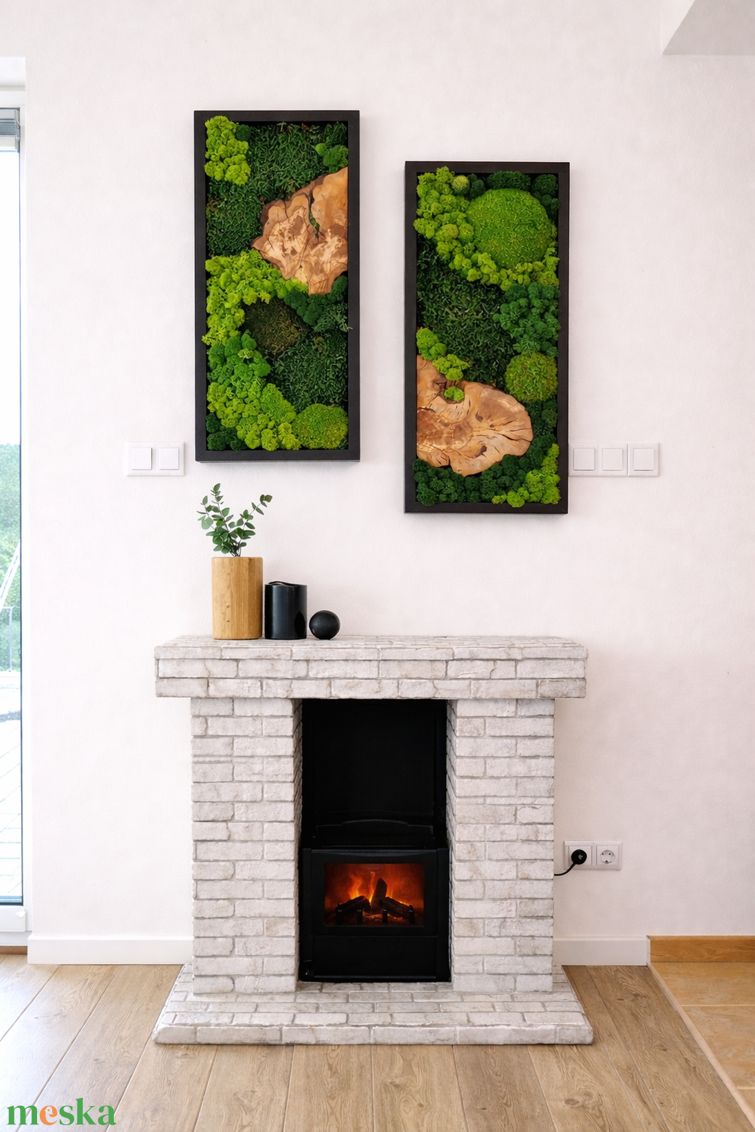 PÁROS mohakép olajfa szelettel 25 x 60 cm - 2 db - otthon & életmód - dekoráció - fali és függő dekoráció - zuzmókép, mohakép - Meska.hu