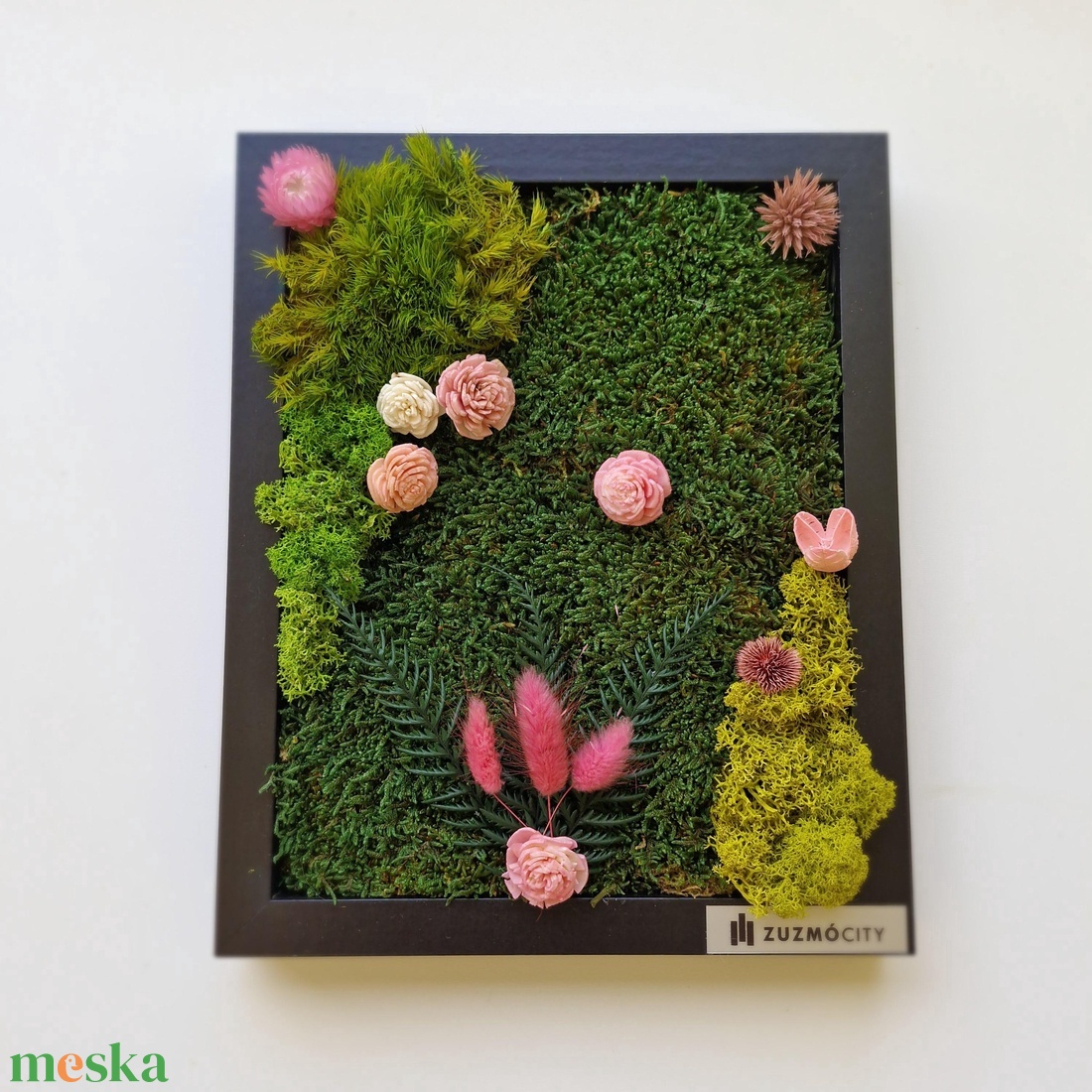 Tavaszi mohakép rózsaszín virágokkal - otthon & életmód - dekoráció - fali és függő dekoráció - zuzmókép, mohakép - Meska.hu