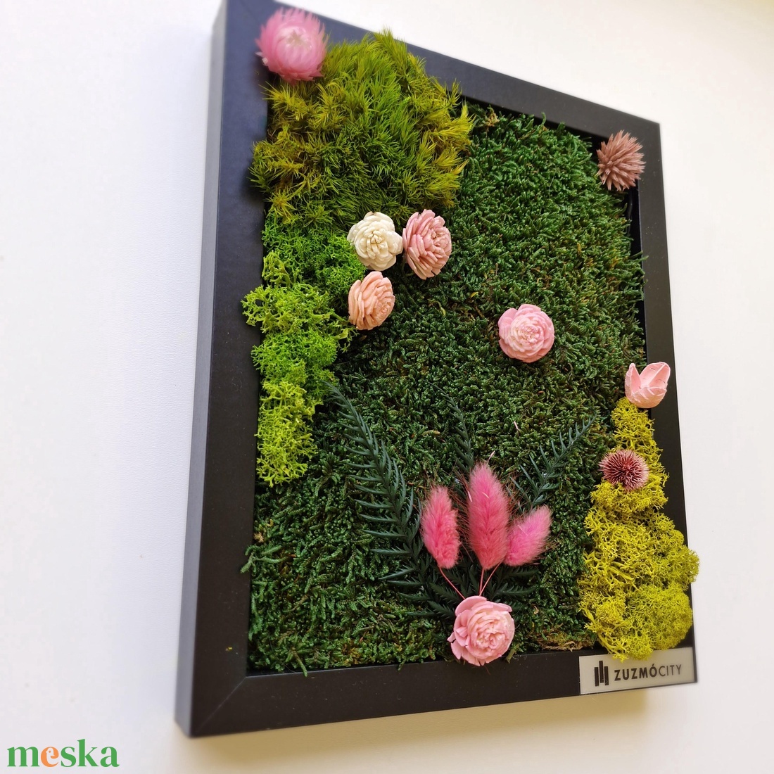 Tavaszi mohakép rózsaszín virágokkal - otthon & életmód - dekoráció - fali és függő dekoráció - zuzmókép, mohakép - Meska.hu