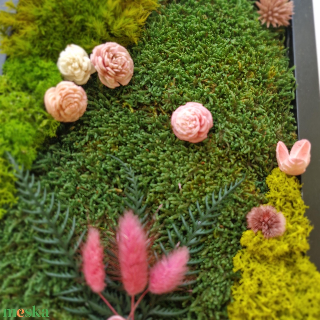 Tavaszi mohakép rózsaszín virágokkal - otthon & életmód - dekoráció - fali és függő dekoráció - zuzmókép, mohakép - Meska.hu