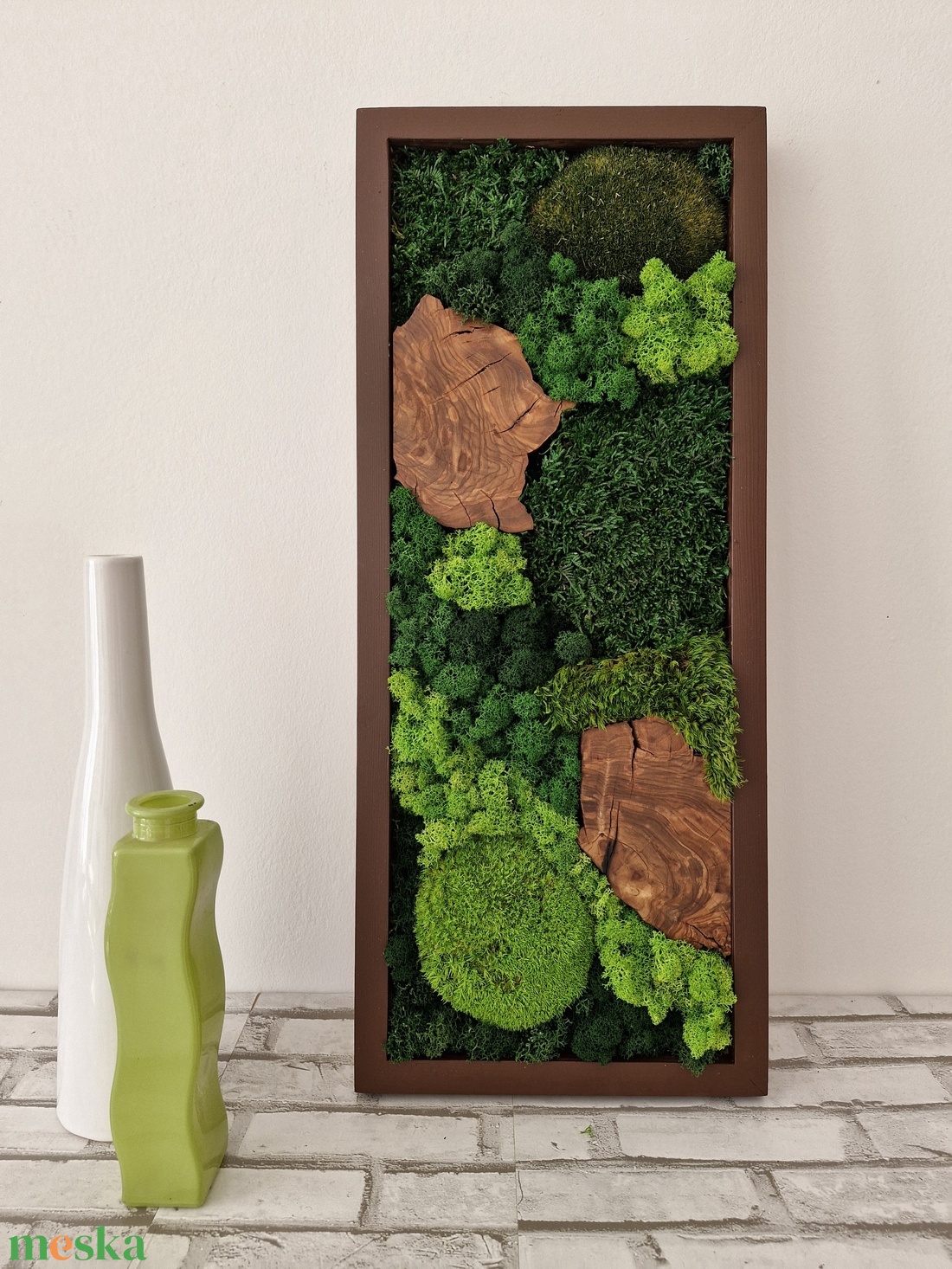 Mohakép olajfa szeletekkel 25 x 60 cm  - otthon & életmód - dekoráció - fali és függő dekoráció - zuzmókép, mohakép - Meska.hu