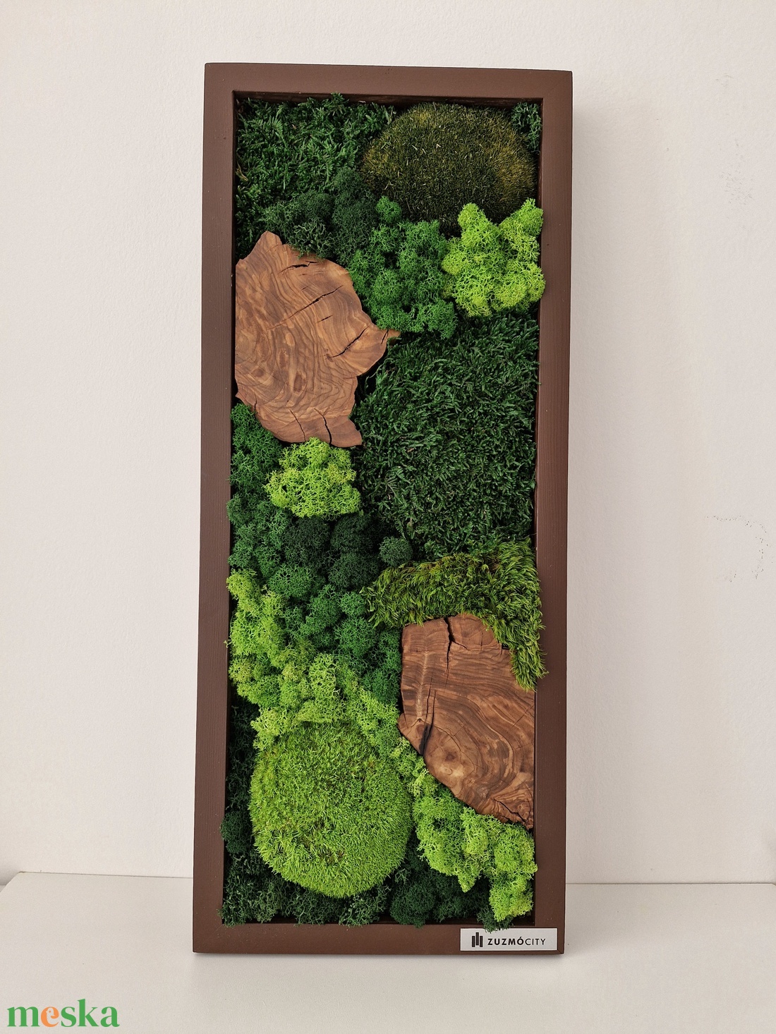 Mohakép olajfa szeletekkel 25 x 60 cm  - otthon & életmód - dekoráció - fali és függő dekoráció - zuzmókép, mohakép - Meska.hu