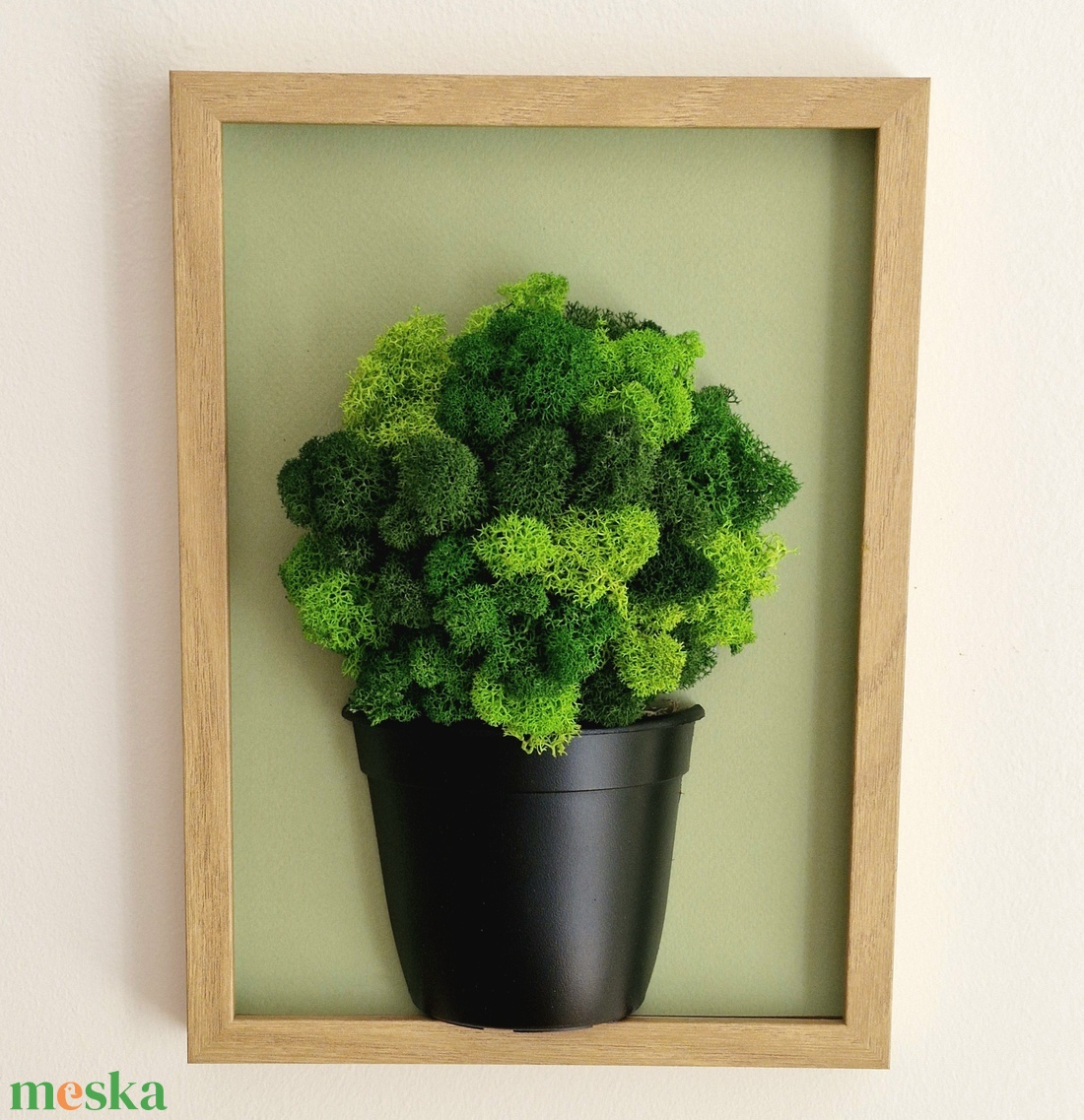 Cserepes növény - 3D falikép tartósított zuzmóval - gondozásmentes - otthon & életmód - dekoráció - asztal és polc dekoráció - zuzmódekoráció, mohadekoráció - Meska.hu