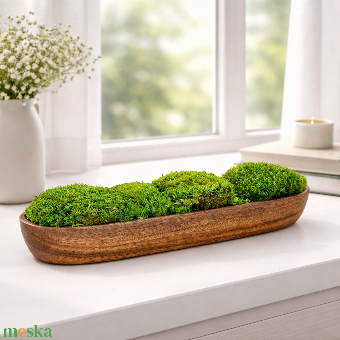 Valódi, tartósított moha asztaldísz fa tálban - otthon & életmód - dekoráció - asztal és polc dekoráció - zuzmódekoráció, mohadekoráció - Meska.hu