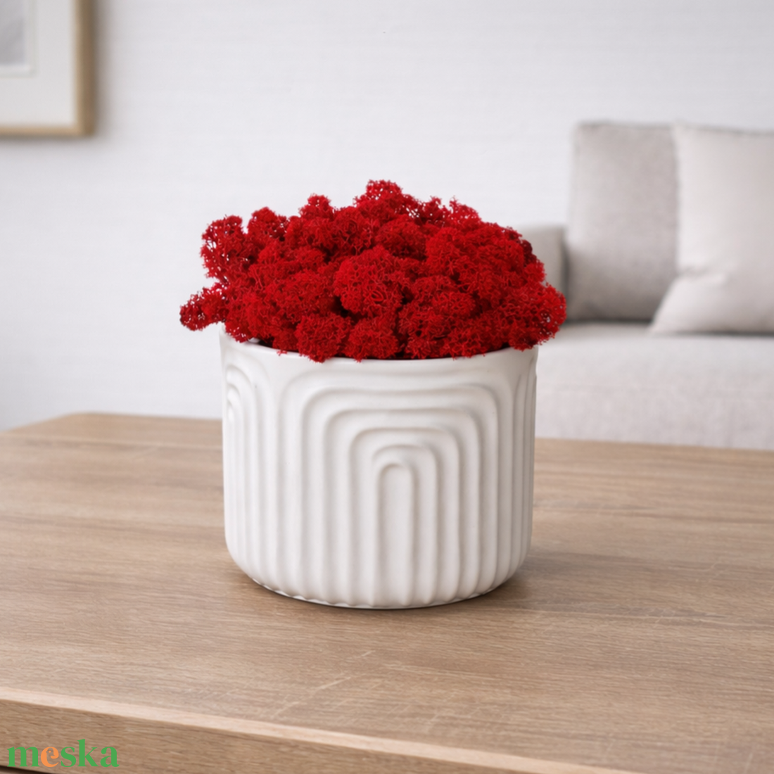 Kaspós asztaldísz piros izlandi zuzmóval - Valentin napra - otthon & életmód - dekoráció - asztal és polc dekoráció - zuzmódekoráció, mohadekoráció - Meska.hu