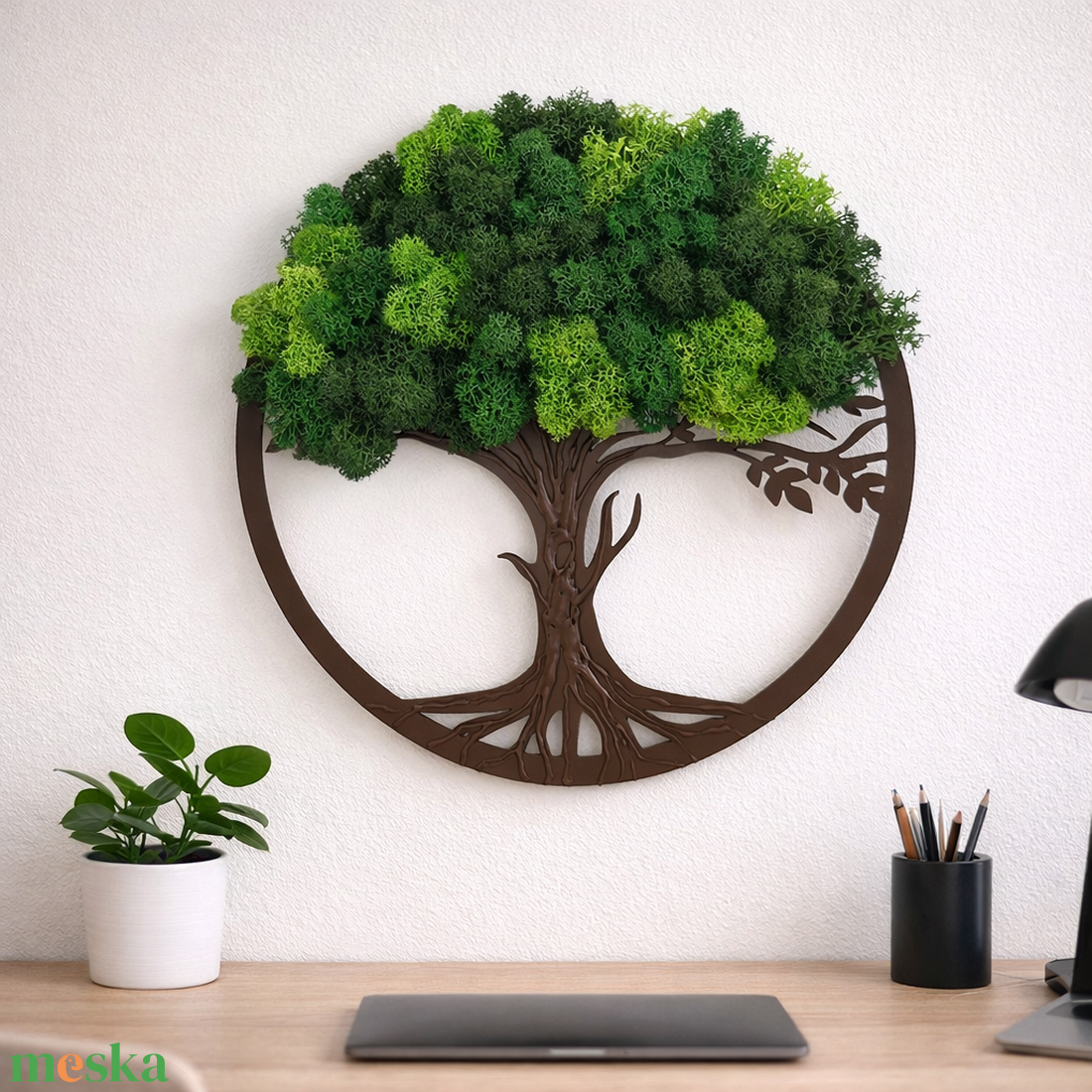 Zuzmós életfa erezett 30 cm - valódi izlandi zuzmóval - otthon & életmód - dekoráció - fali és függő dekoráció - zuzmókép, mohakép - Meska.hu