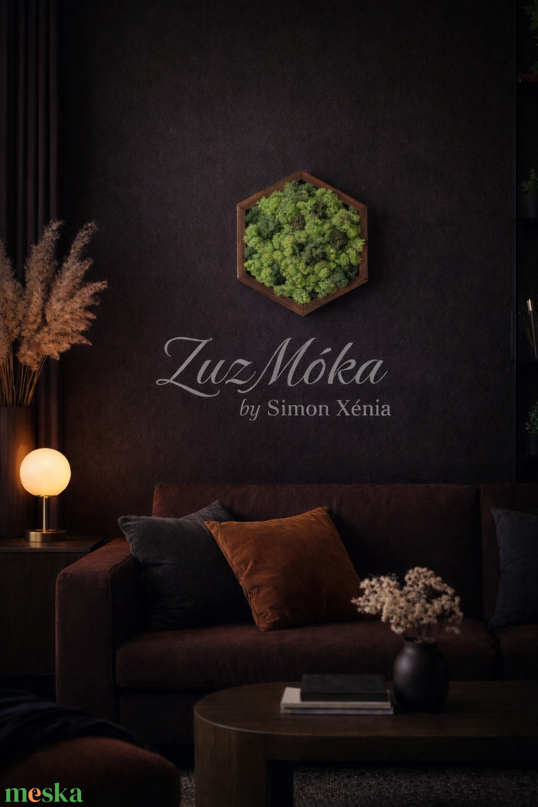 Hexagon zuzmó kép - rózsafa szín kerettel - otthon & életmód - dekoráció - fali és függő dekoráció - zuzmókép, mohakép - Meska.hu