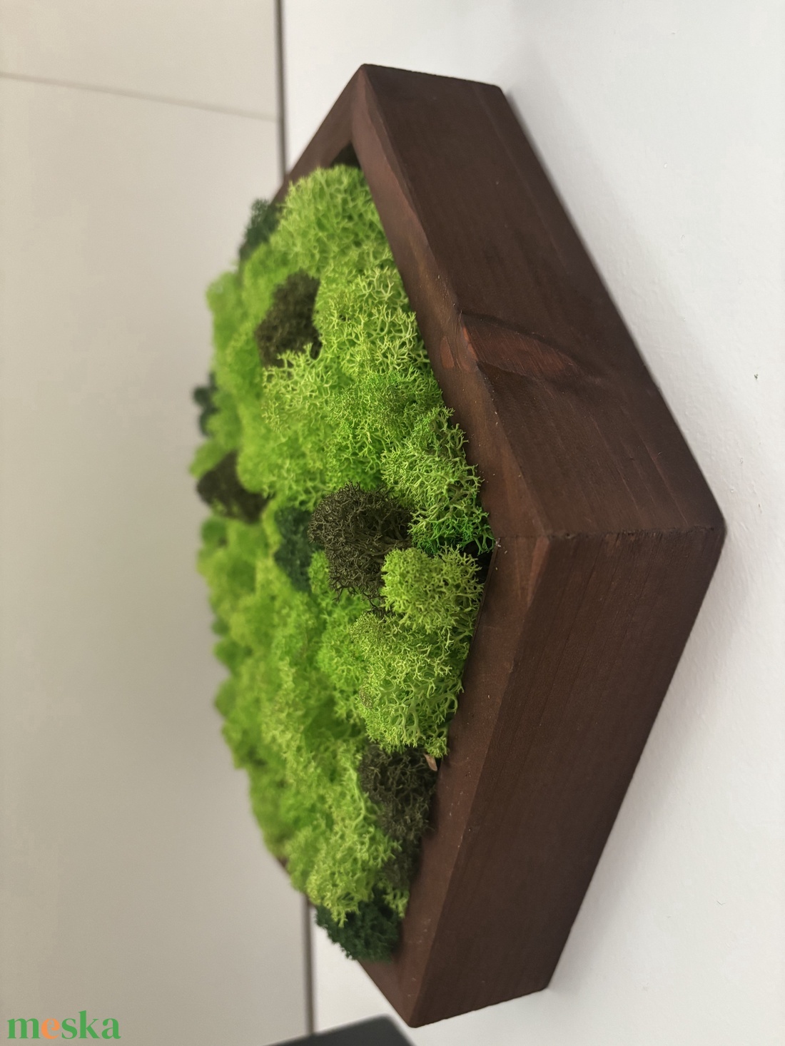 Hexagon zuzmó kép - rózsafa szín kerettel - otthon & életmód - dekoráció - fali és függő dekoráció - zuzmókép, mohakép - Meska.hu