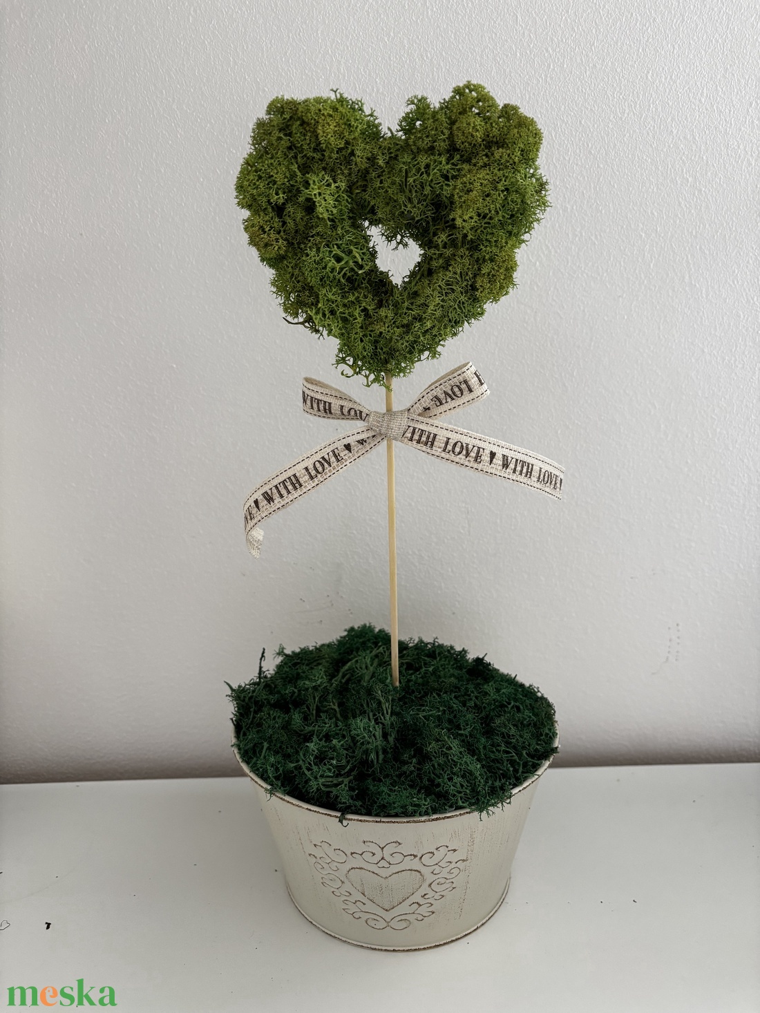 Kézzel készített zuzmó dekor- Szív zuzmófa  - otthon & életmód - dekoráció - asztal és polc dekoráció - zuzmódekoráció, mohadekoráció - Meska.hu