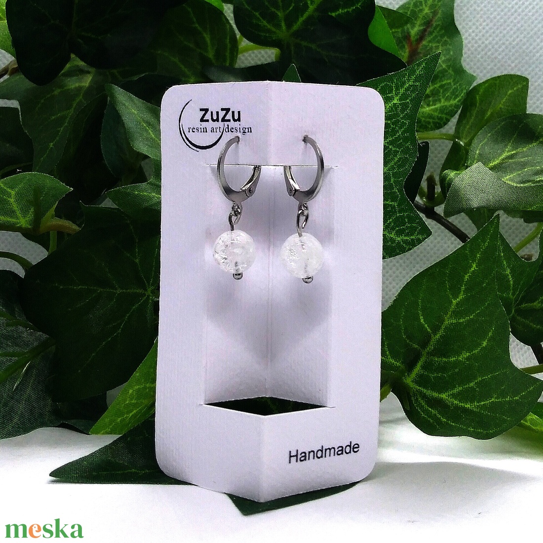 Roppantott hegyikristály ásványgyöngyös lógós nemesacél fülbevaló  - ékszer - fülbevaló - lógó fülbevaló - Meska.hu