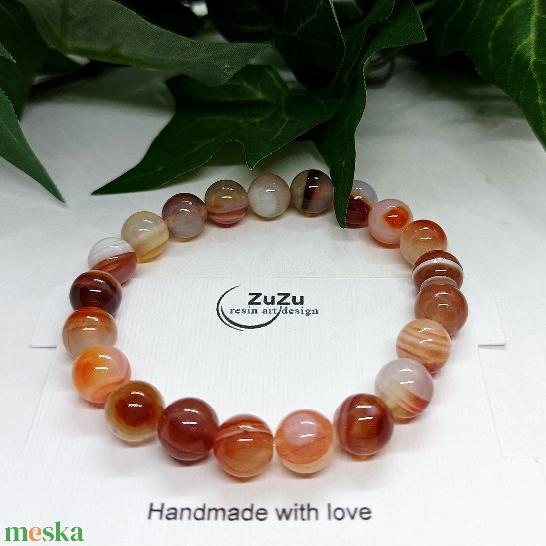 Vörös Sardonyx ásványgyöngy karkötő - ékszer - karkötő - gyöngyös karkötő - Meska.hu