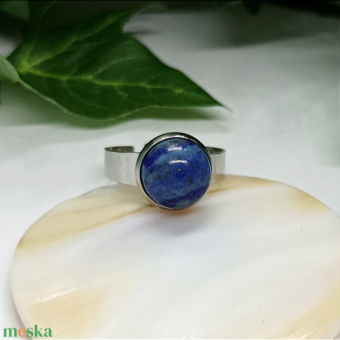 Lapis Lazuli ásvány kaboson gyűrű  - ékszer - gyűrű - statement gyűrű - Meska.hu
