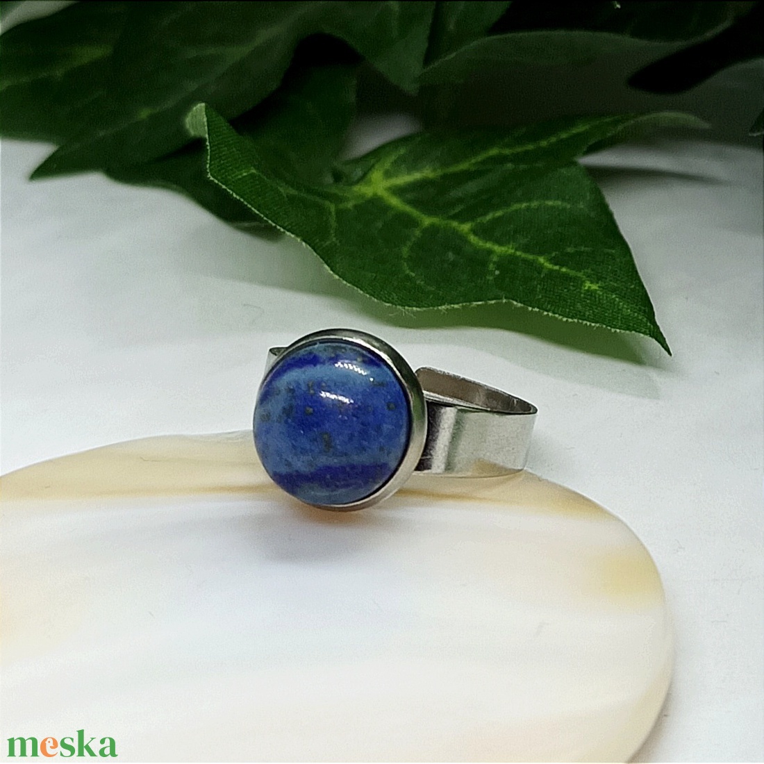 Lapis Lazuli ásvány kaboson gyűrű  - ékszer - gyűrű - statement gyűrű - Meska.hu