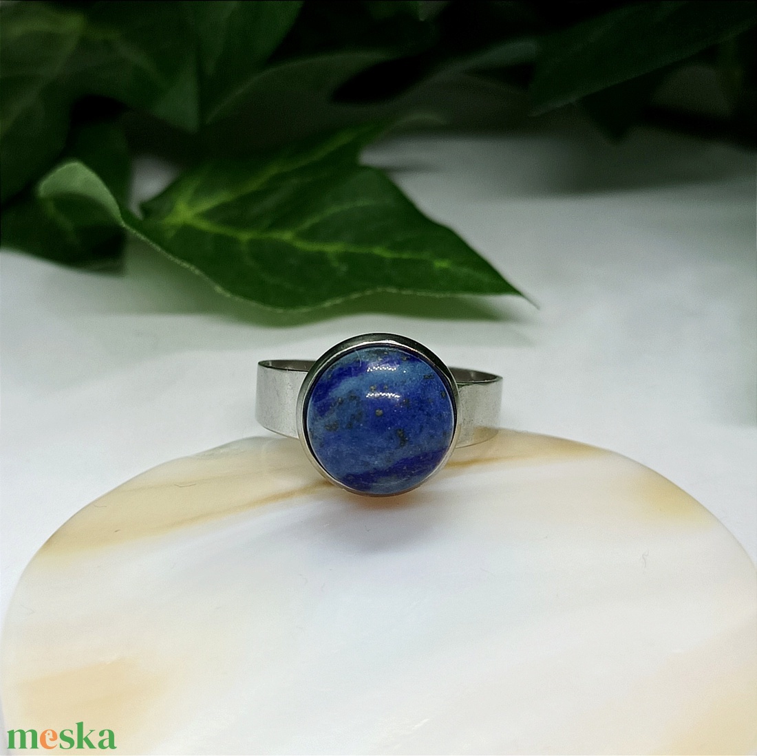 Lapis Lazuli ásvány kaboson gyűrű  - ékszer - gyűrű - statement gyűrű - Meska.hu