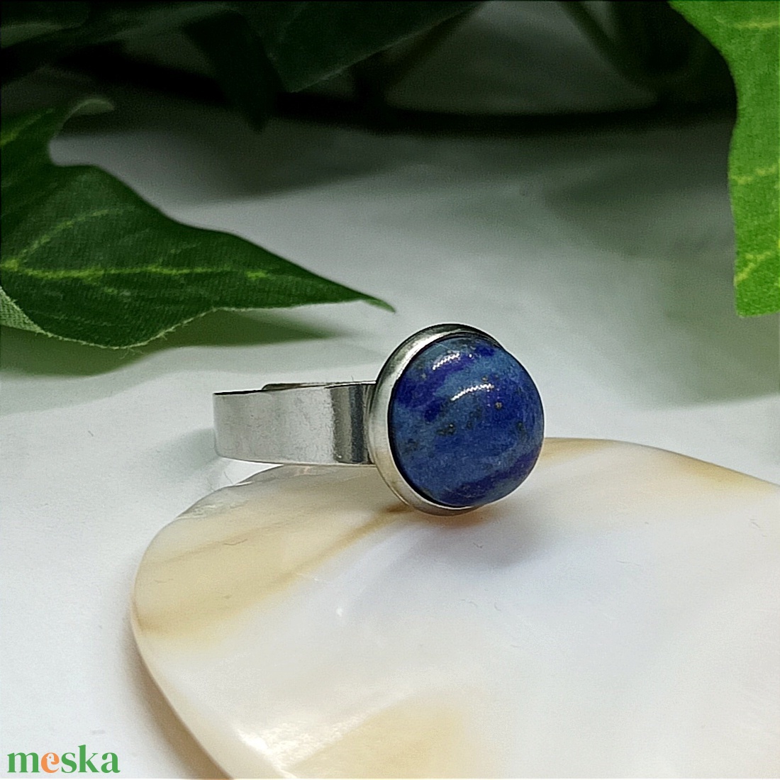 Lapis Lazuli ásvány kaboson gyűrű  - ékszer - gyűrű - statement gyűrű - Meska.hu
