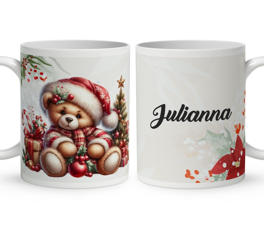 Névvel kérhető - Karácsonyi Teddy maci (ajándékok) mintás bögre - otthon & életmód - konyhafelszerelés, tálalás - tálalás - bögre & csésze - Meska.hu