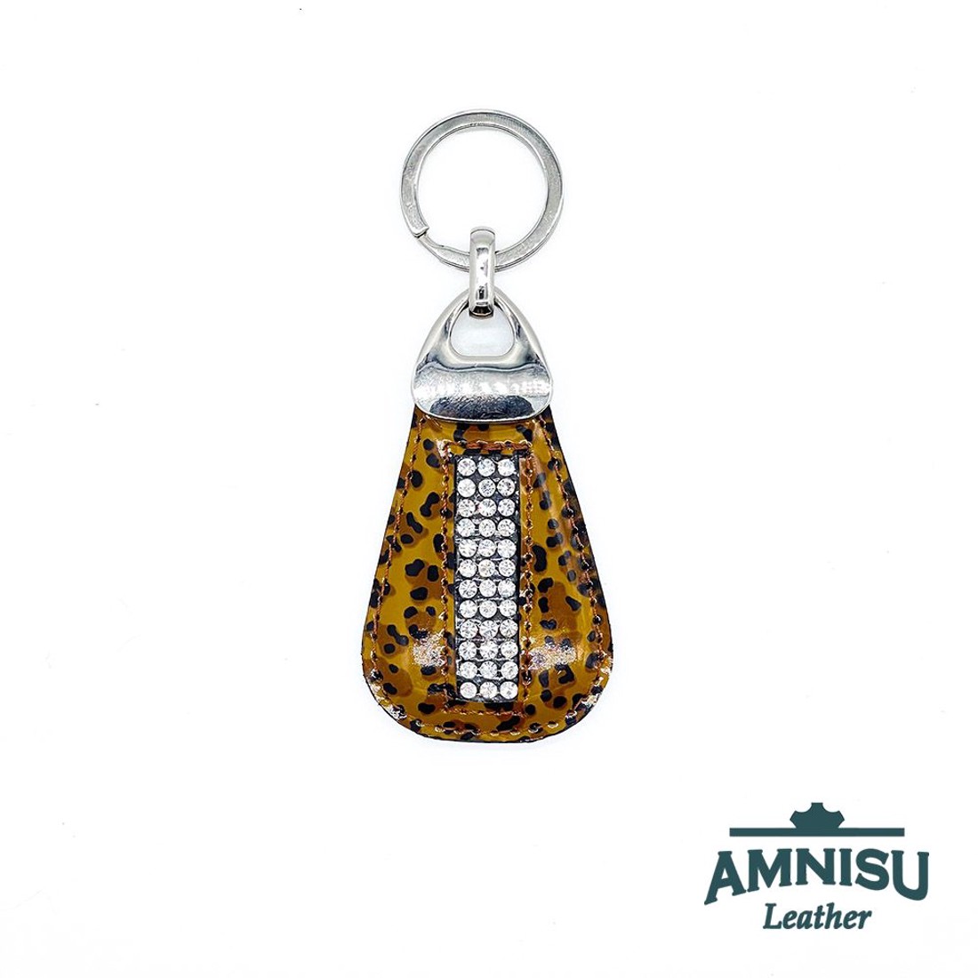 Barna párducmintás lakk csepp alakú swarovski köves kulcstartó H9020 -  - Meska.hu