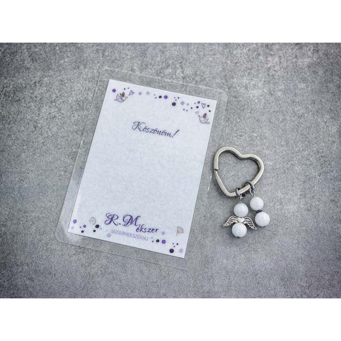 Köszönöm kulcstartó tejkvarccal - táska & tok - kulcstartó & táskadísz - kulcstartó - Meska.hu