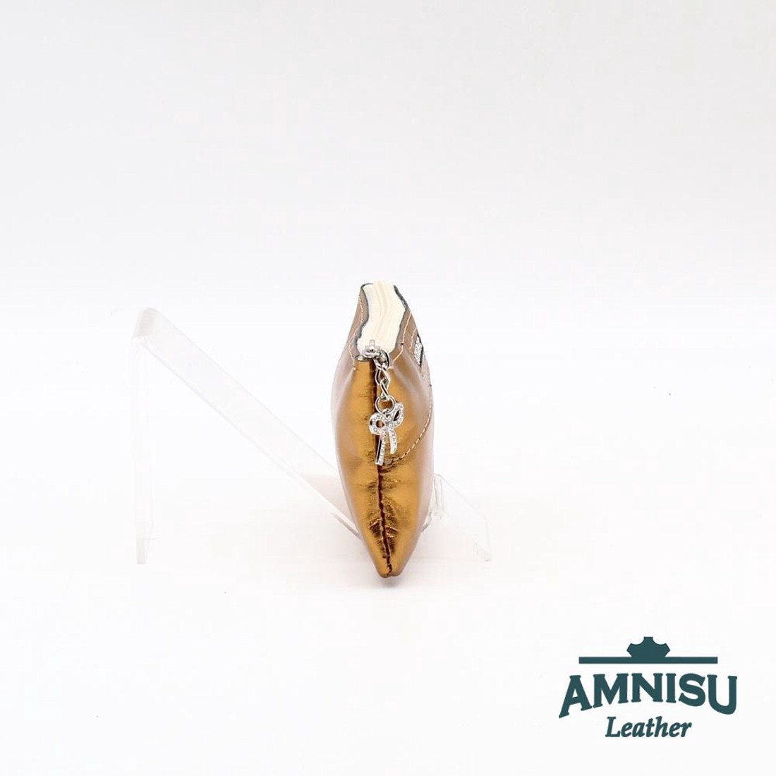 Óarany ívelt egy cipzáras kristály köves kulcstartó D2003 - táska & tok - kulcstartó & táskadísz - kulcstartó - Meska.hu