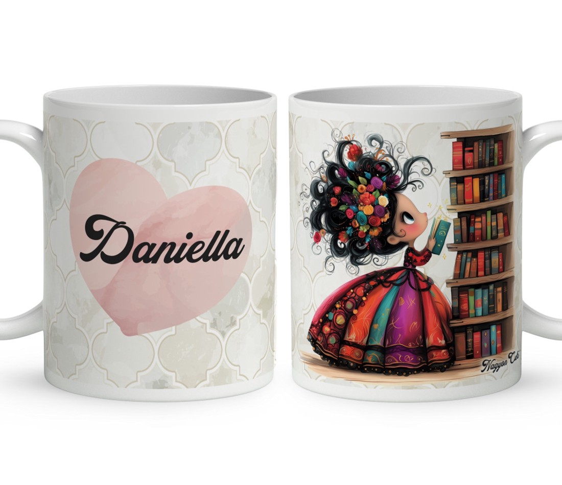 Névvel kérhető - Cuki könyv hercegnő mintás bögre - otthon & életmód - konyhafelszerelés, tálalás - tálalás - bögre & csésze - Meska.hu