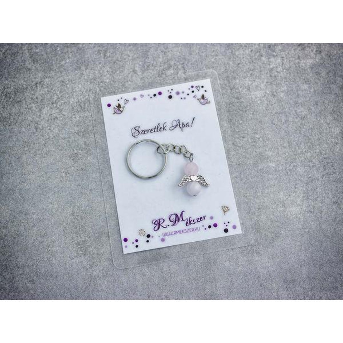 Szeretlek Apa kulcstartó rózsakvarccal - táska & tok - kulcstartó & táskadísz - kulcstartó - Meska.hu