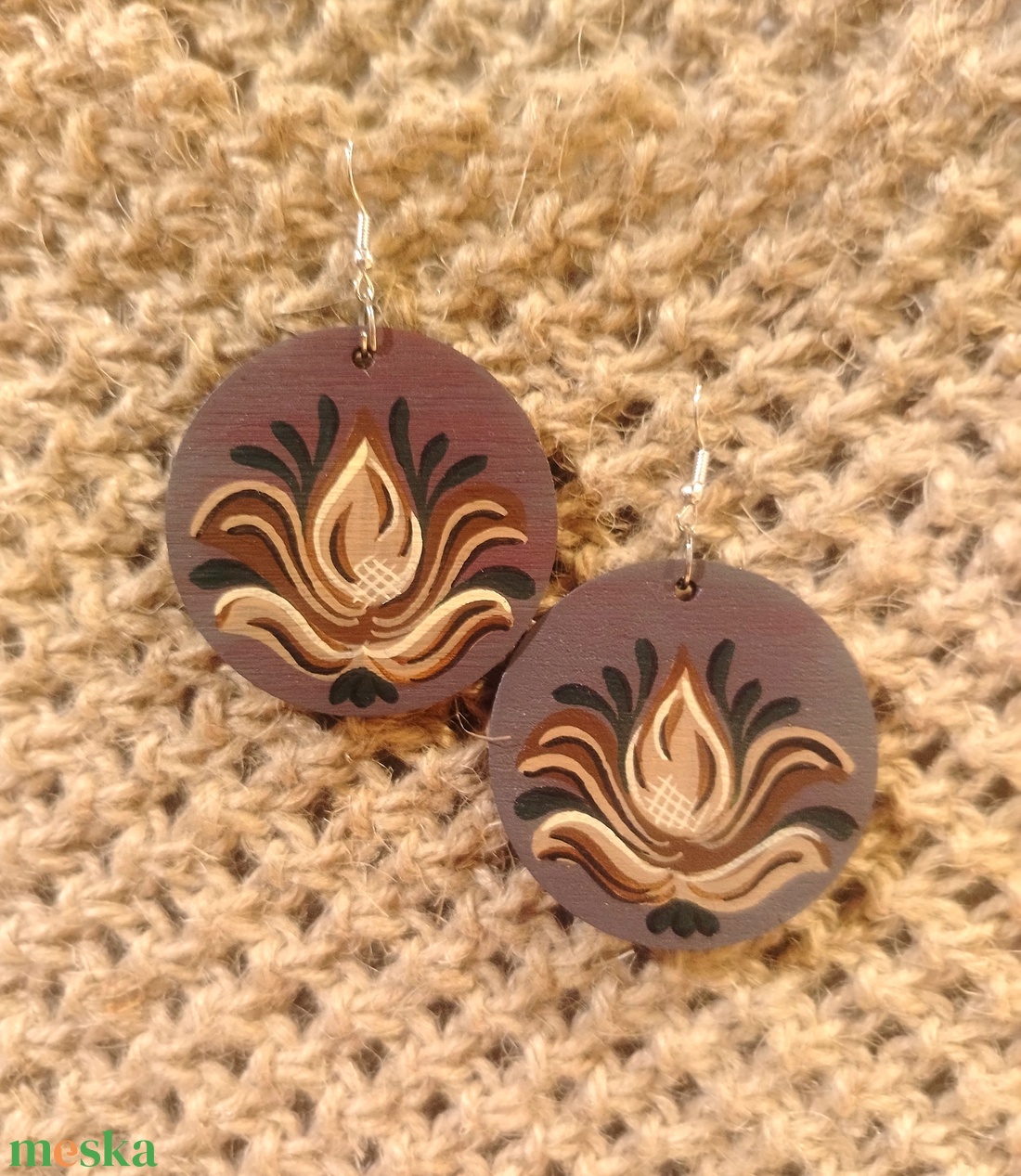 Virágmintás fülbevaló  - ékszer - fülbevaló - lógós kerek fülbevaló - Meska.hu