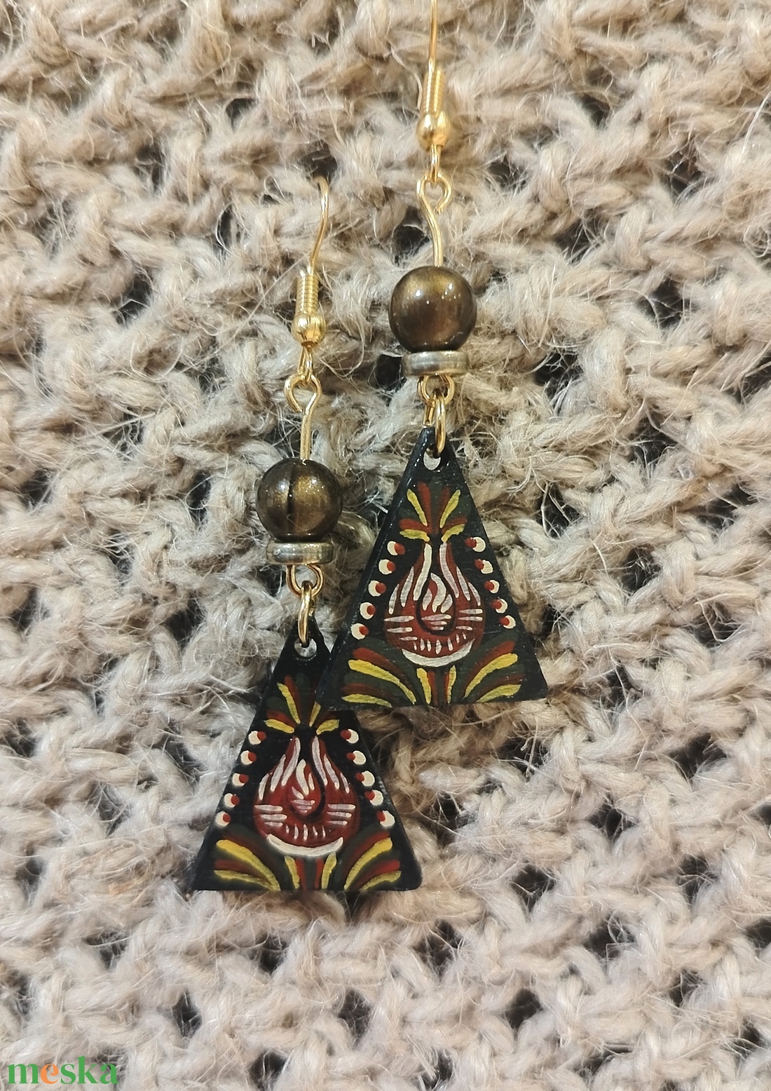 Virágos festett fülbevaló  - ékszer - fülbevaló - lógó fülbevaló - Meska.hu Virágos festett fülbevaló  - ékszer - fülbevaló - lógó fülbevaló - Meska.hu