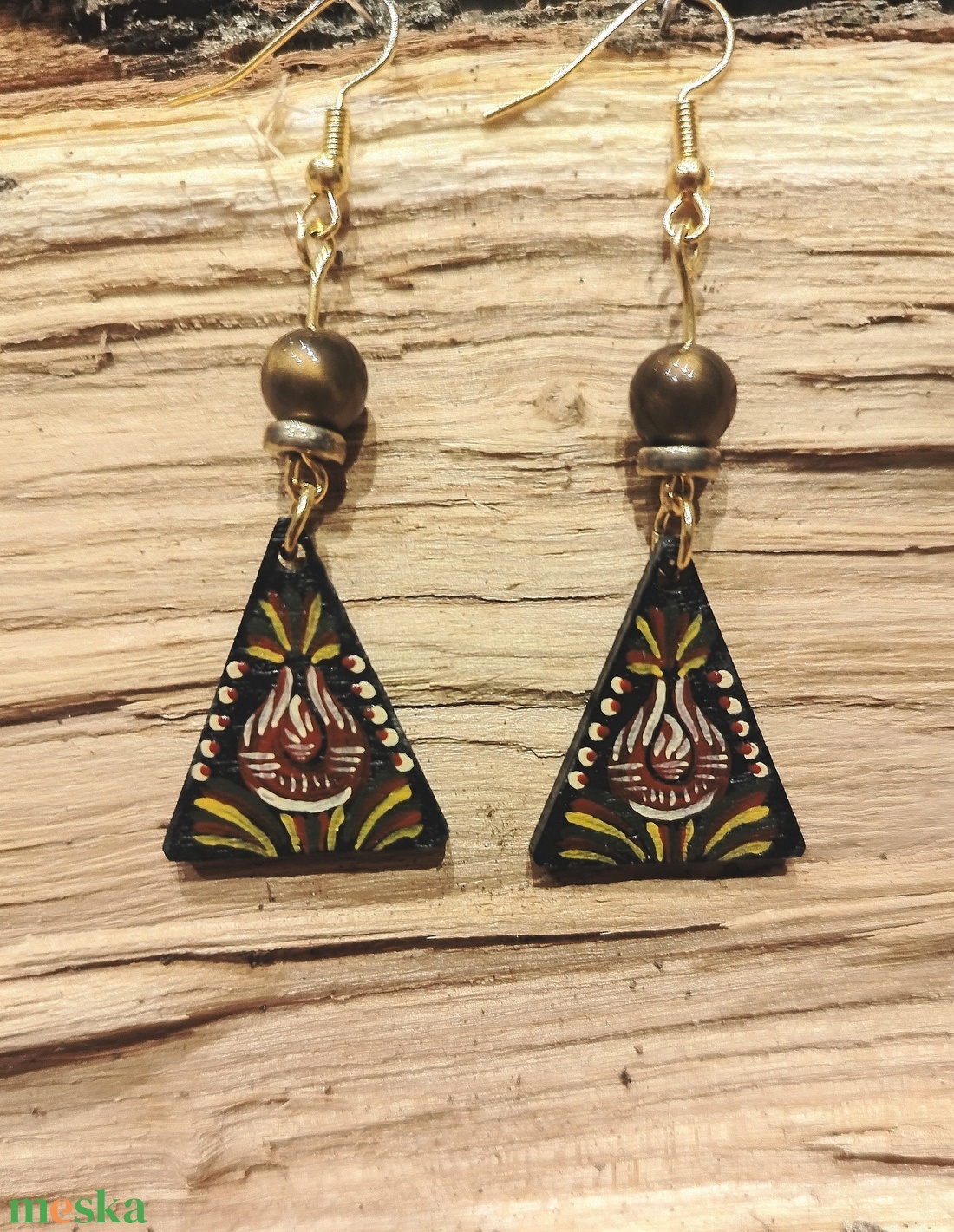 Virágos festett fülbevaló  - ékszer - fülbevaló - lógó fülbevaló - Meska.hu Virágos festett fülbevaló  - ékszer - fülbevaló - lógó fülbevaló - Meska.hu