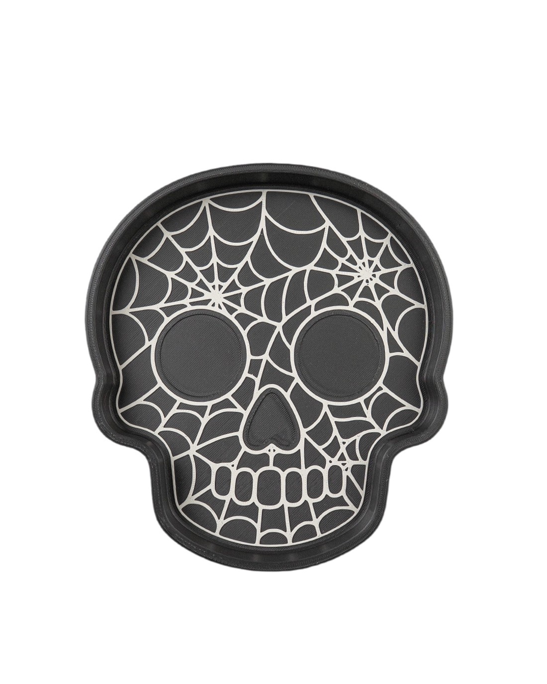 Halloween cukorkatartó tál, koponya pókhálóval � kínálótál, ékszertartó és gyűrűtartó tálca, 16 x 18 cm - otthon & életmód - dekoráció - halloween - halloweeni cukorkagyűjtők és cukorkatartók - Meska.hu