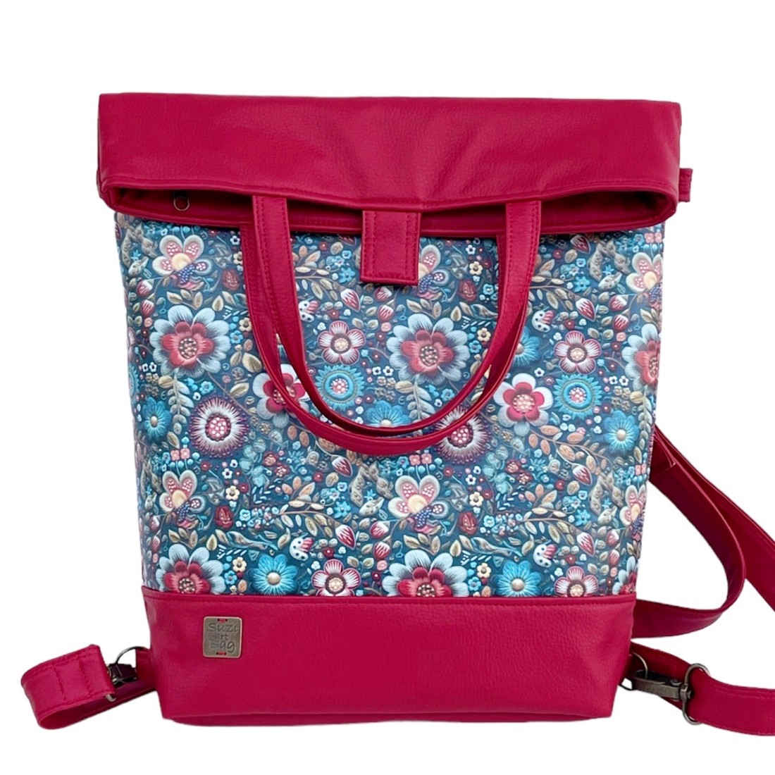 SuziartBag Piros virágos 3in1 táska - táska & tok - kézitáska & válltáska - válltáska - Meska.hu