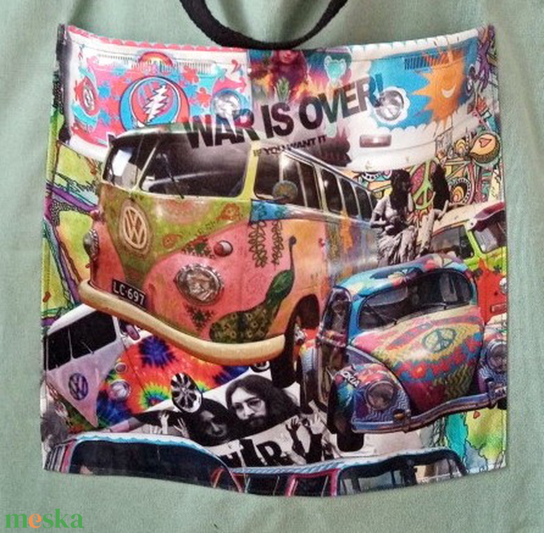 Zsebes bevásárlótáska, hippi - táska & tok - bevásárlás & shopper táska - shopper, textiltáska, szatyor - Meska.hu