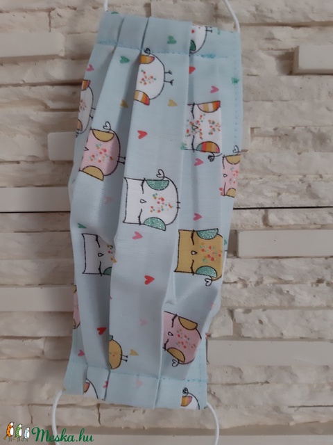 Gyermek textil maszk - világos menta, cuki baglyos - maszk, arcmaszk - gyerek - Meska.hu Gyermek textil maszk - világos menta, cuki baglyos - maszk, arcmaszk - gyerek - Meska.hu