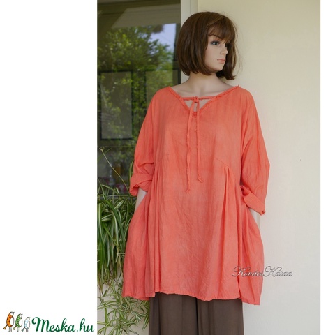PAULA - lagenlook tunika / korall - ruha & divat - női ruha - tunika - Meska.hu PAULA - lagenlook tunika / korall - ruha & divat - női ruha - tunika - Meska.hu