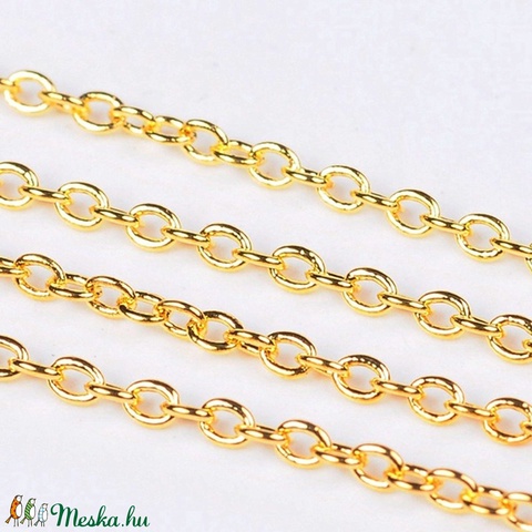 Arany színű lánc (43. minta - színtartó/1 m) - 2x1,5x0,5 mm - gyöngy, ékszerkellék - Meska.hu Arany színű lánc (43. minta - színtartó/1 m) - 2x1,5x0,5 mm - gyöngy, ékszerkellék - Meska.hu