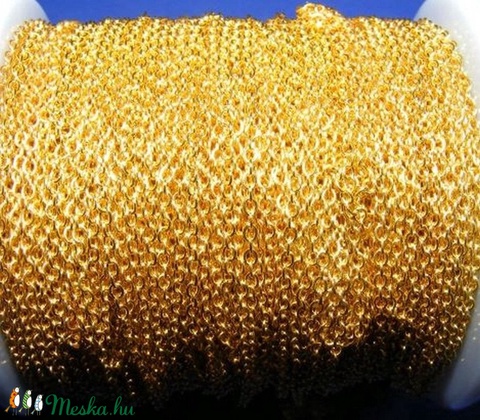 Arany színű lánc (43. minta - színtartó/1 m) - 2x1,5x0,5 mm - gyöngy, ékszerkellék - Meska.hu Arany színű lánc (43. minta - színtartó/1 m) - 2x1,5x0,5 mm - gyöngy, ékszerkellék - Meska.hu