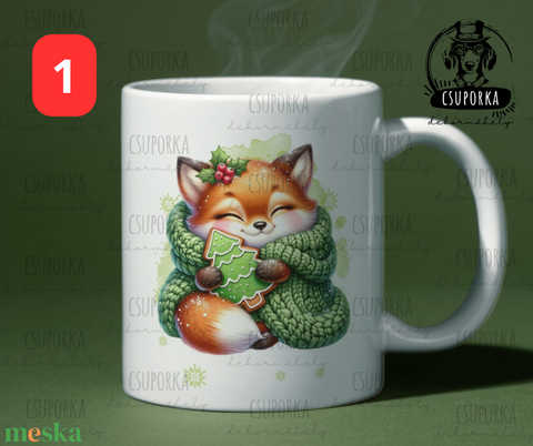 Cuki rókás karácsonyi bögre - 4 féle - rókás ajandék róka kedvelőknek ...