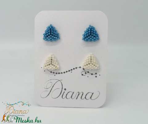 Ear candy fülbevaló szett - Kék és fehér - ékszer - fülbevaló - pötty fülbevaló - Meska.hu Ear candy fülbevaló szett - Kék és fehér - ékszer - fülbevaló - pötty fülbevaló - Meska.hu