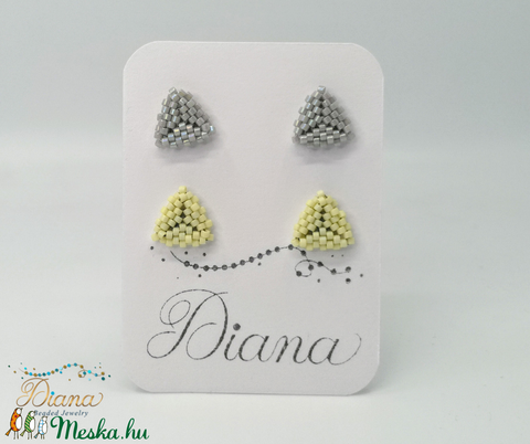 Ear candy fülbevaló szett - Szürke és sárga - ékszer - fülbevaló - pötty fülbevaló - Meska.hu Ear candy fülbevaló szett - Szürke és sárga - ékszer - fülbevaló - pötty fülbevaló - Meska.hu