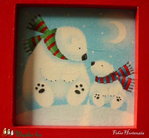 Jegesmedvék falikép piros keretben (16x16 cm) - otthon & lakás - dekoráció - kép & falikép - Meska.hu Jegesmedvék falikép piros keretben (16x16 cm) - otthon & lakás - dekoráció - kép & falikép - Meska.hu