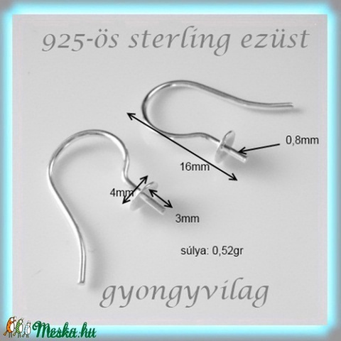 925-ös ezüst fülbevaló kapocs EFK A 12 - gyöngy, ékszerkellék - egyéb alkatrész - Meska.hu 925-ös ezüst fülbevaló kapocs EFK A 12 - gyöngy, ékszerkellék - egyéb alkatrész - Meska.hu