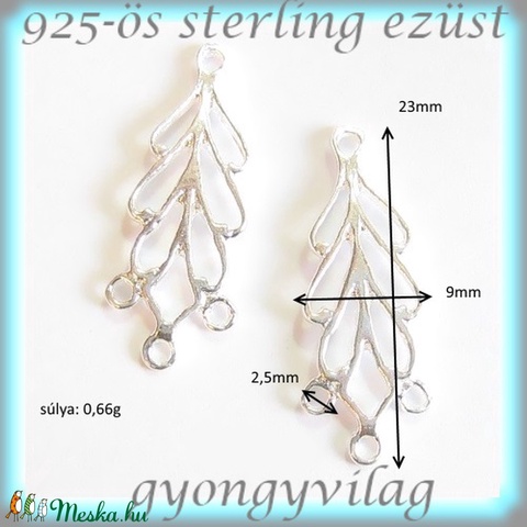 925-ös finomságú sterling ezüst kandeláber/ továbbépíthető köztes /tartó elem EKA 46 - gyöngy, ékszerkellék - egyéb alkatrész - Meska.hu 925-ös finomságú sterling ezüst kandeláber/ továbbépíthető köztes /tartó elem EKA 46 - gyöngy, ékszerkellék - egyéb alkatrész - Meska.hu