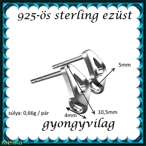 925-ös sterling ezüst ékszerkellék: fülbevalóalap bedugós EFK B 35 - gyöngy, ékszerkellék - egyéb alkatrész - Meska.hu 925-ös sterling ezüst ékszerkellék: fülbevalóalap bedugós EFK B 35 - gyöngy, ékszerkellék - egyéb alkatrész - Meska.hu