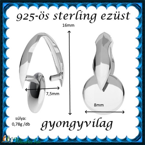 925-ös ezüst medálkapocs EMK 82e - gyöngy, ékszerkellék - egyéb alkatrész - Meska.hu 925-ös ezüst medálkapocs EMK 82e - gyöngy, ékszerkellék - egyéb alkatrész - Meska.hu