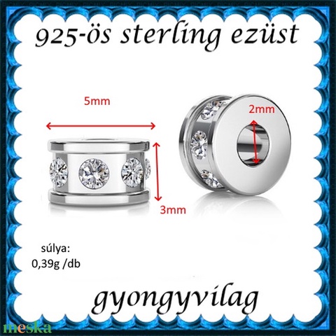 925-ös ezüst köztes / gyöngy / dísz EKÖ 91 - gyöngy, ékszerkellék - fém köztesek - Meska.hu 925-ös ezüst köztes / gyöngy / dísz EKÖ 91 - gyöngy, ékszerkellék - fém köztesek - Meska.hu