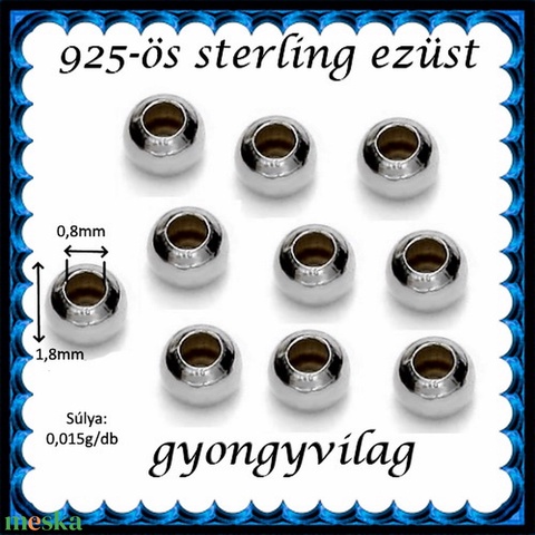 925-ös ezüst köztes / gyöngy / dísz EKÖ 10-1,8r - gyöngy, ékszerkellék - fém köztesek - Meska.hu 925-ös ezüst köztes / gyöngy / dísz EKÖ 10-1,8r - gyöngy, ékszerkellék - fém köztesek - Meska.hu