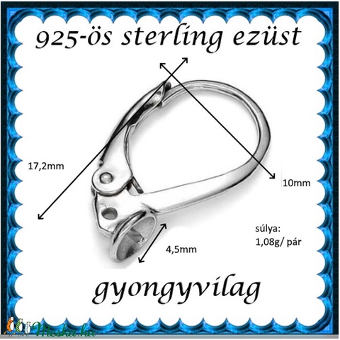 925-ös sterling ezüst ékszerkellék: fülbevalóalap biztonsági kapoccsal EFK K 26R - gyöngy, ékszerkellék - egyéb alkatrész - Meska.hu 925-ös sterling ezüst ékszerkellék: fülbevalóalap biztonsági kapoccsal EFK K 26R - gyöngy, ékszerkellék - egyéb alkatrész - Meska.hu